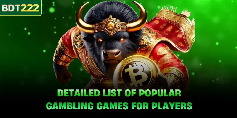 Detailed list of popular gambling games for players